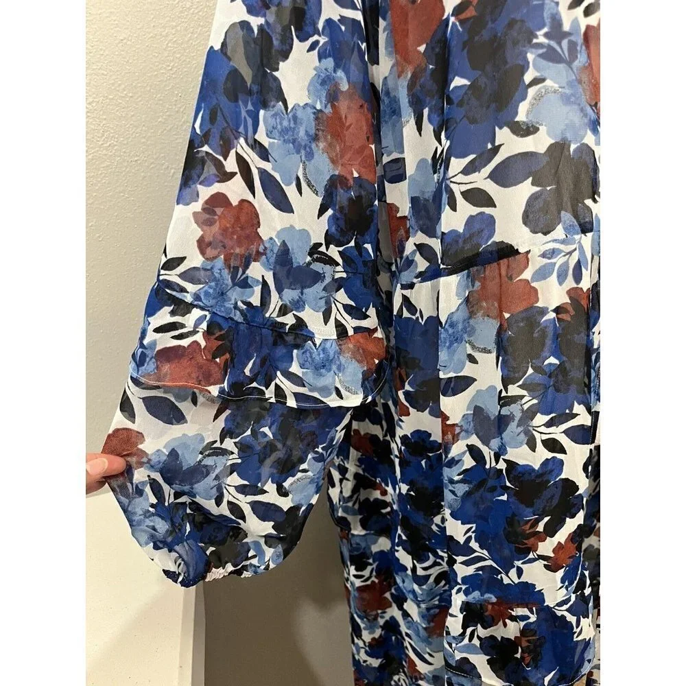 Cato Kimono Long Blouse Women 18/20 Floral Ruffle Long Sleeve